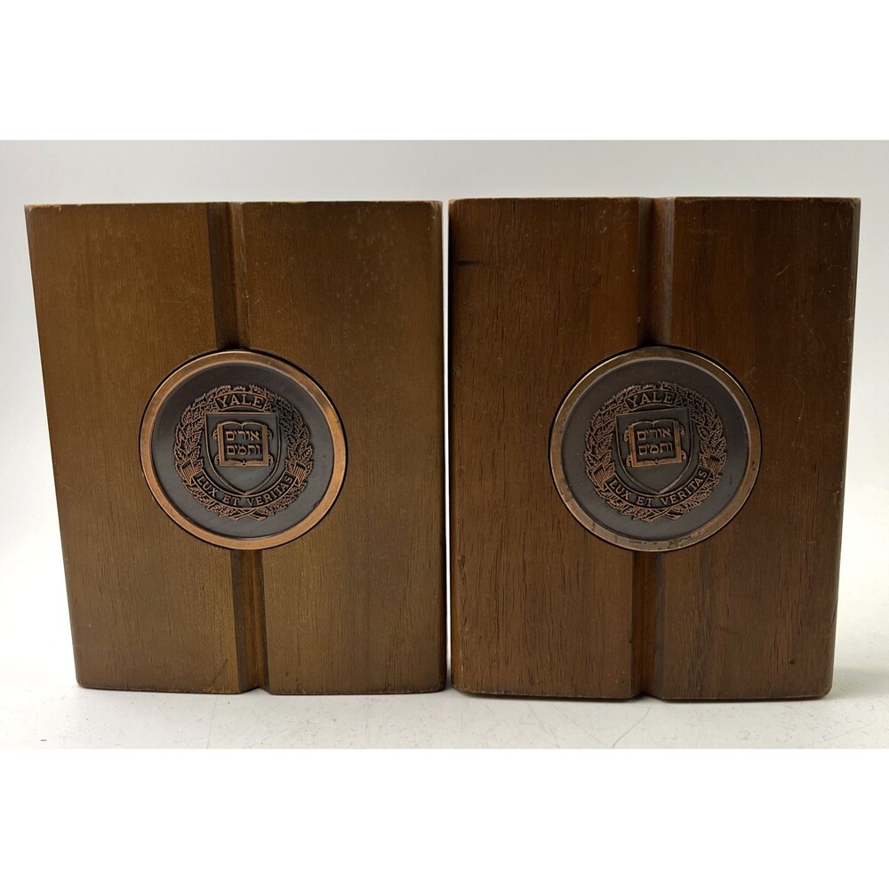 Yale University Bookends Solid American Walnut By Hyde Park Made in USA